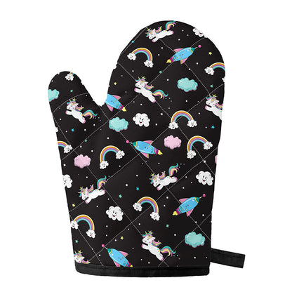 Star Space Unicorn Pattern Print Single Oven Mitt