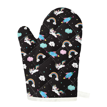 Star Space Unicorn Pattern Print Single Oven Mitt