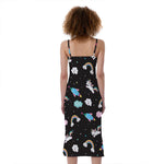 Star Space Unicorn Pattern Print Slim Fit Midi Cami Dress
