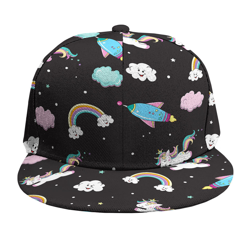 Star Space Unicorn Pattern Print Snapback Cap