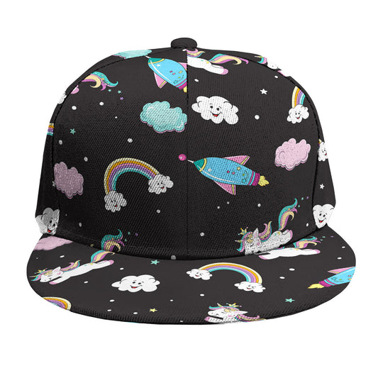 Star Space Unicorn Pattern Print Snapback Cap