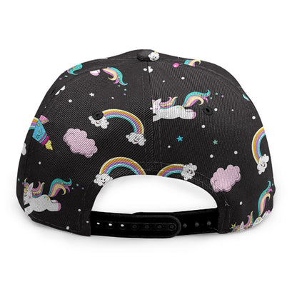 Star Space Unicorn Pattern Print Snapback Cap