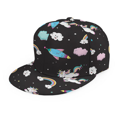 Star Space Unicorn Pattern Print Snapback Cap
