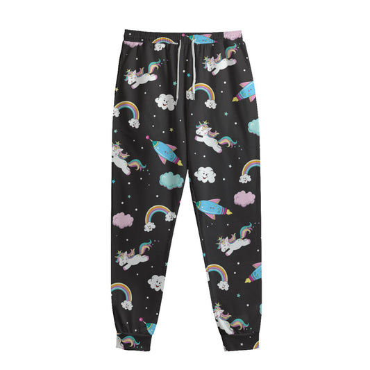 Star Space Unicorn Pattern Print Sweatpants