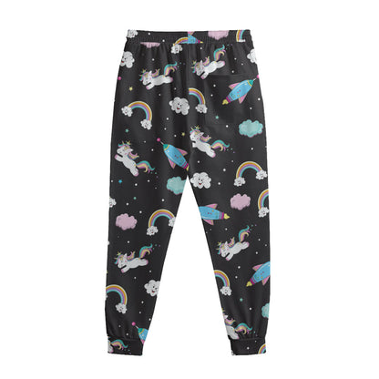 Star Space Unicorn Pattern Print Sweatpants