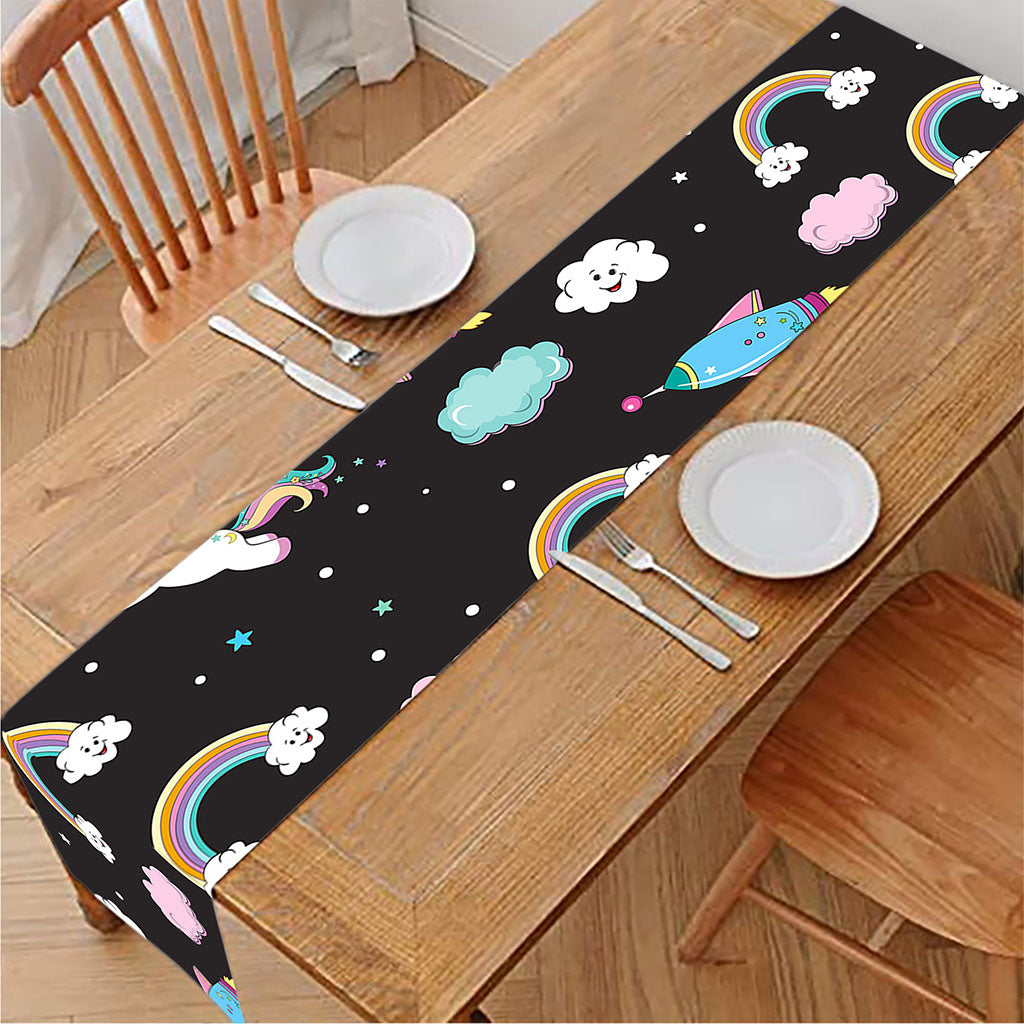 Star Space Unicorn Pattern Print Table Runner