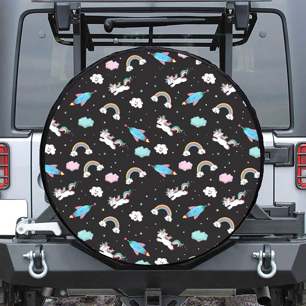 Star Space Unicorn Pattern Print Tire Cover