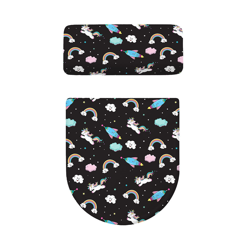 Star Space Unicorn Pattern Print Toilet Lid And Tank Cover Set