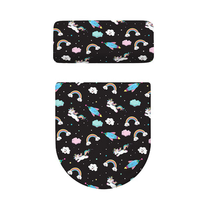 Star Space Unicorn Pattern Print Toilet Lid And Tank Cover Set