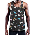 Star Space Unicorn Pattern Print Men's Workout Tank Top
