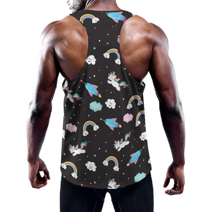 Star Space Unicorn Pattern Print Training Tank Top