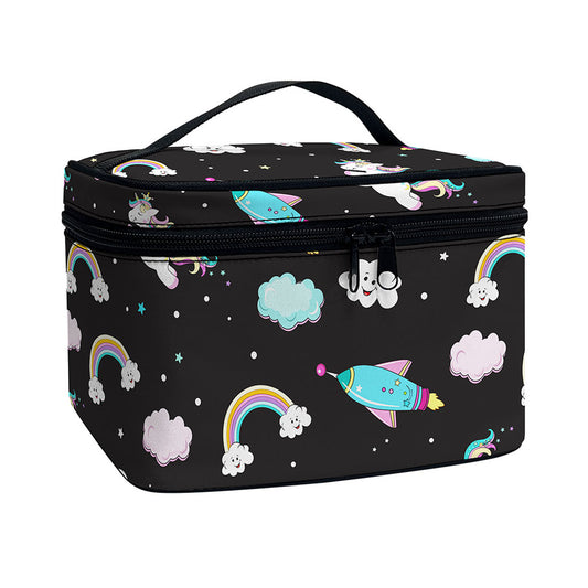 Star Space Unicorn Pattern Print Travel Makeup Bag