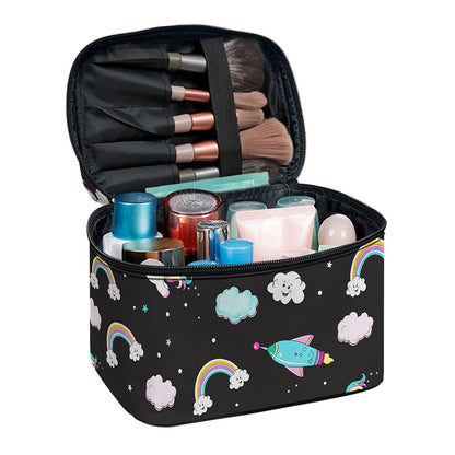 Star Space Unicorn Pattern Print Travel Makeup Bag