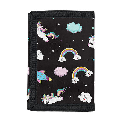 Star Space Unicorn Pattern Print Trifold Wallet