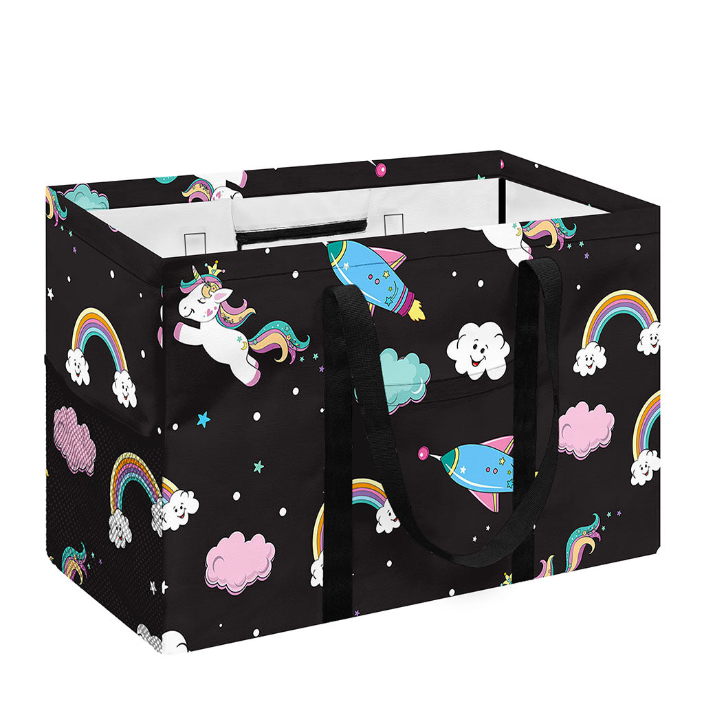 Star Space Unicorn Pattern Print Utility Tote Bag