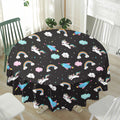 Star Space Unicorn Pattern Print Waterproof Round Tablecloth