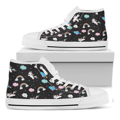 Star Space Unicorn Pattern Print White High Top Sneakers