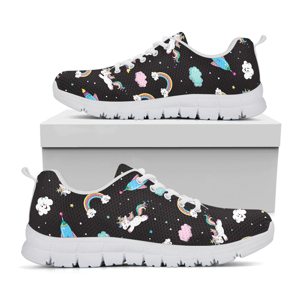Star Space Unicorn Pattern Print White Running Shoes