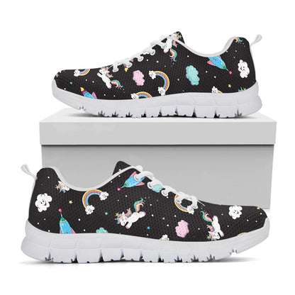 Star Space Unicorn Pattern Print White Running Shoes