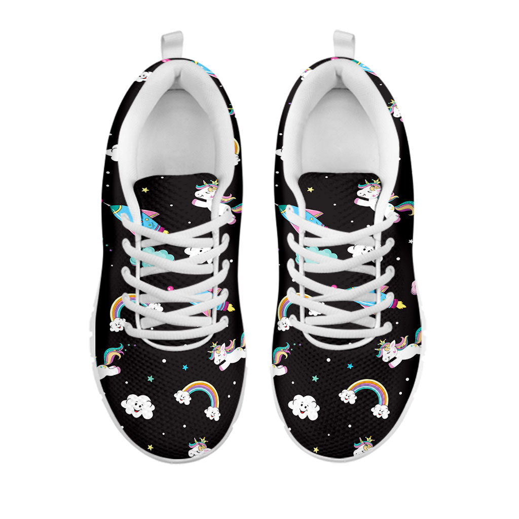 Star Space Unicorn Pattern Print White Running Shoes