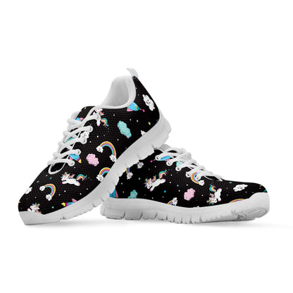 Star Space Unicorn Pattern Print White Running Shoes