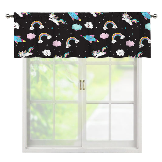 Star Space Unicorn Pattern Print Window Valance