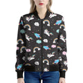 Star Space Unicorn Pattern Print Women's Bomber Jacket