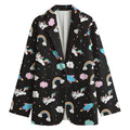 Star Space Unicorn Pattern Print Women's Cotton Blazer