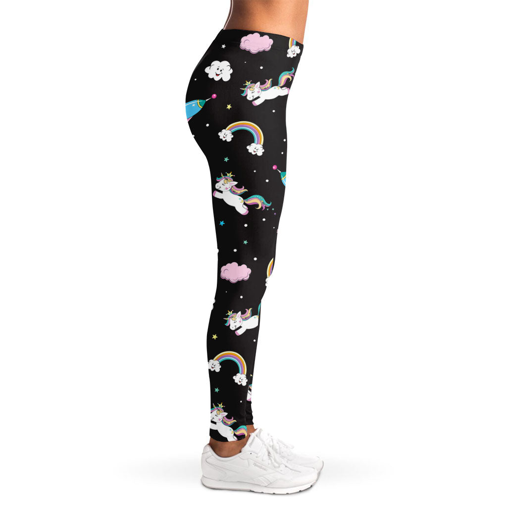 Star Space Unicorn Pattern Print Women's Leggings