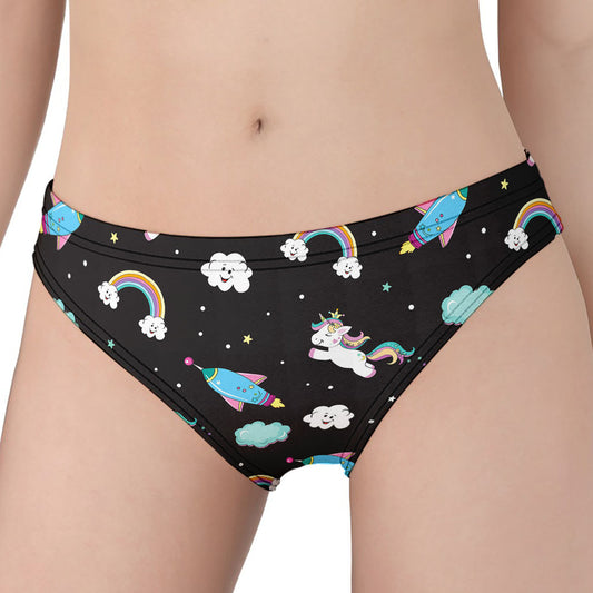 Star Space Unicorn Pattern Print Women's Panties
