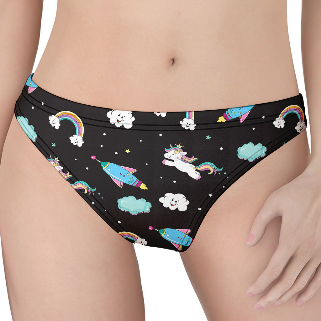 Star Space Unicorn Pattern Print Women's Thong