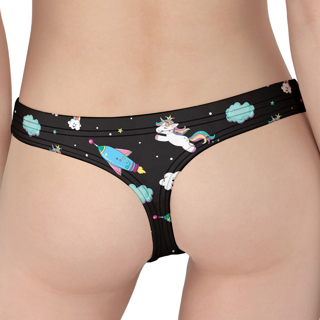 Star Space Unicorn Pattern Print Women's Thong
