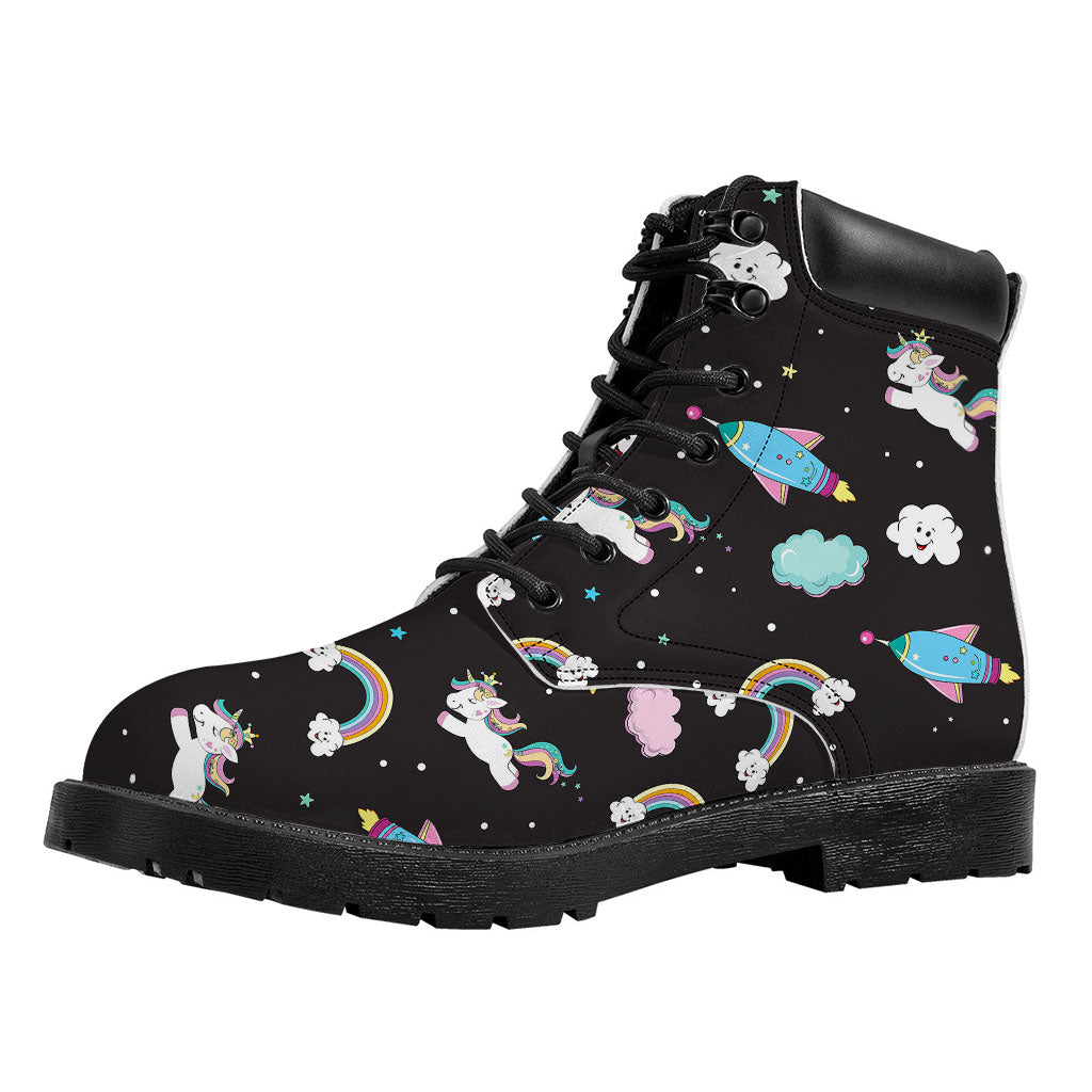 Star Space Unicorn Pattern Print Work Boots