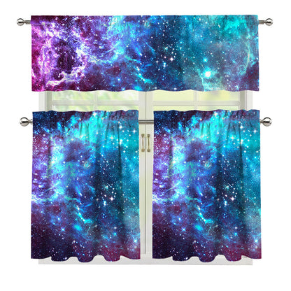 Starfield Nebula Galaxy Space Print 3 Piece Kitchen Curtains