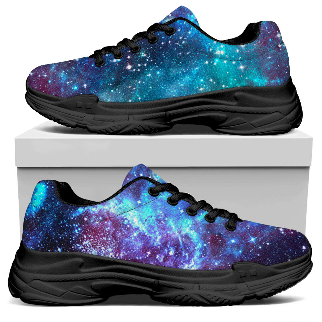 Starfield Nebula Galaxy Space Print Black Chunky Shoes