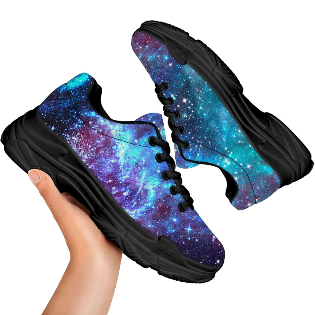 Starfield Nebula Galaxy Space Print Black Chunky Shoes