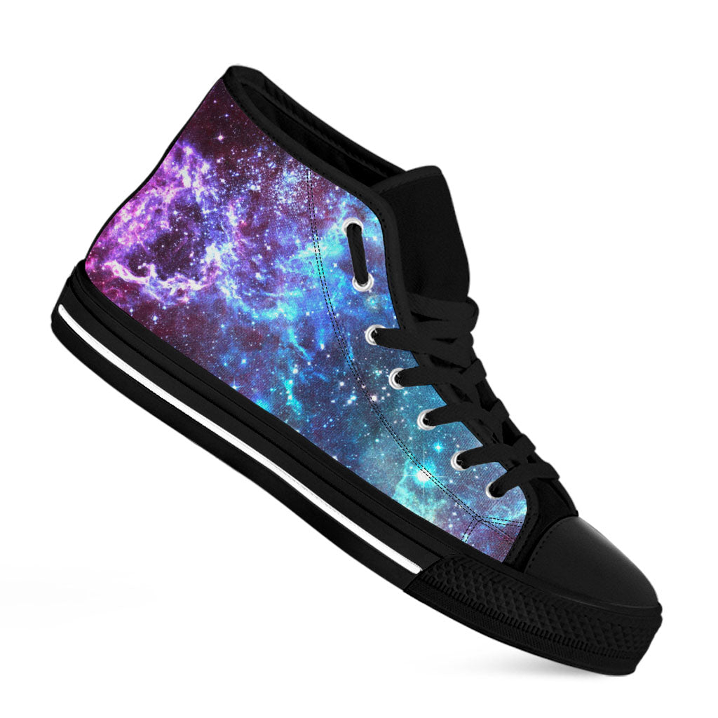 Starfield Nebula Galaxy Space Print Black High Top Sneakers