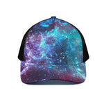 Starfield Nebula Galaxy Space Print Black Mesh Trucker Cap
