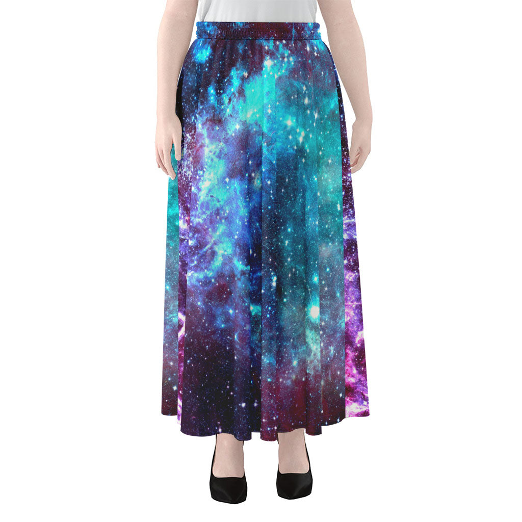 Starfield Nebula Galaxy Space Print Chiffon Maxi Skirt