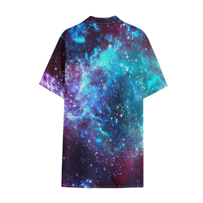 Starfield Nebula Galaxy Space Print Cotton Hawaiian Shirt