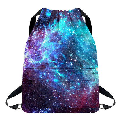 Starfield Nebula Galaxy Space Print Drawstring Backpack