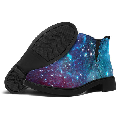 Starfield Nebula Galaxy Space Print Flat Ankle Boots