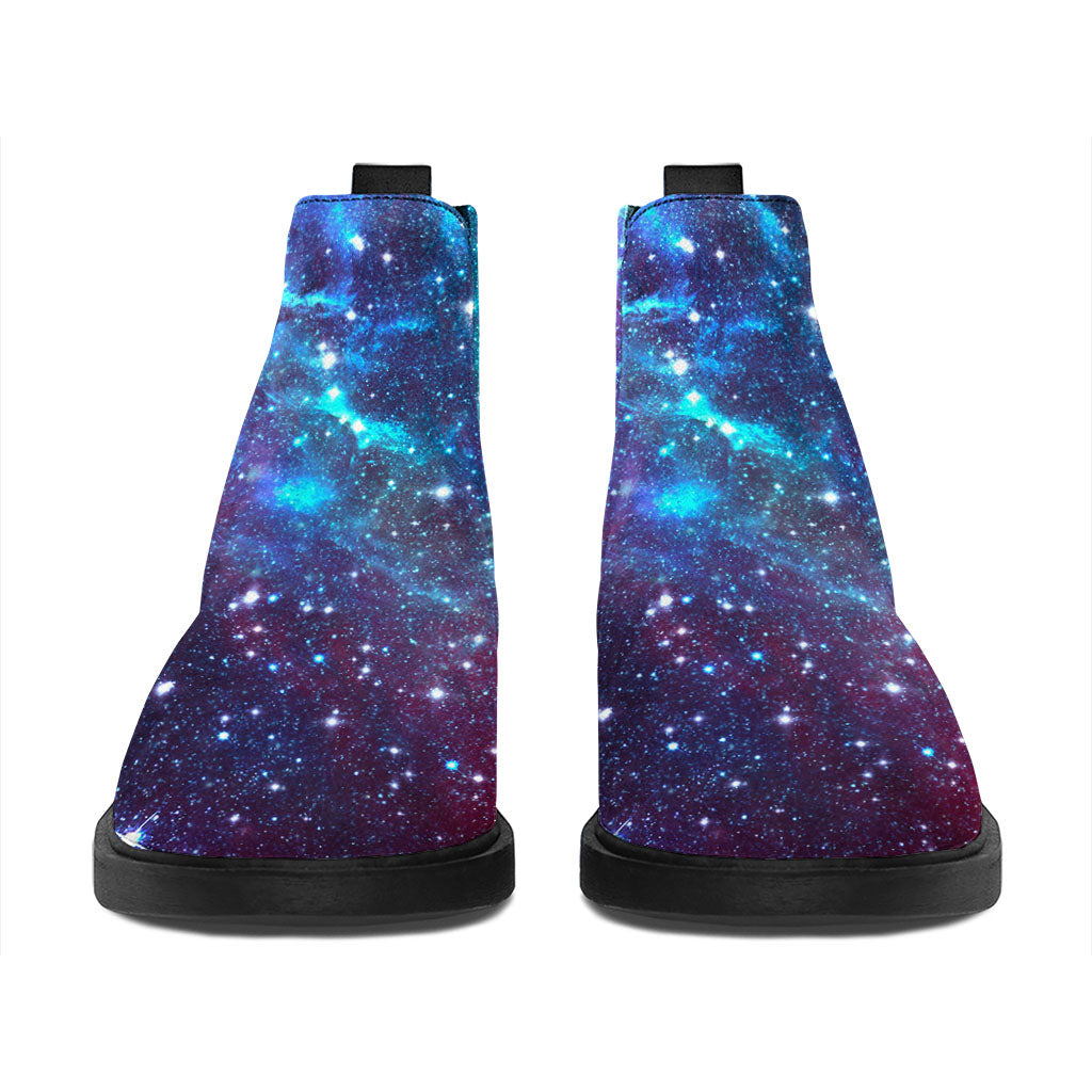 Starfield Nebula Galaxy Space Print Flat Ankle Boots