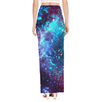Starfield Nebula Galaxy Space Print High Slit Maxi Skirt