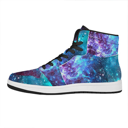 Starfield Nebula Galaxy Space Print High Top Leather Sneakers