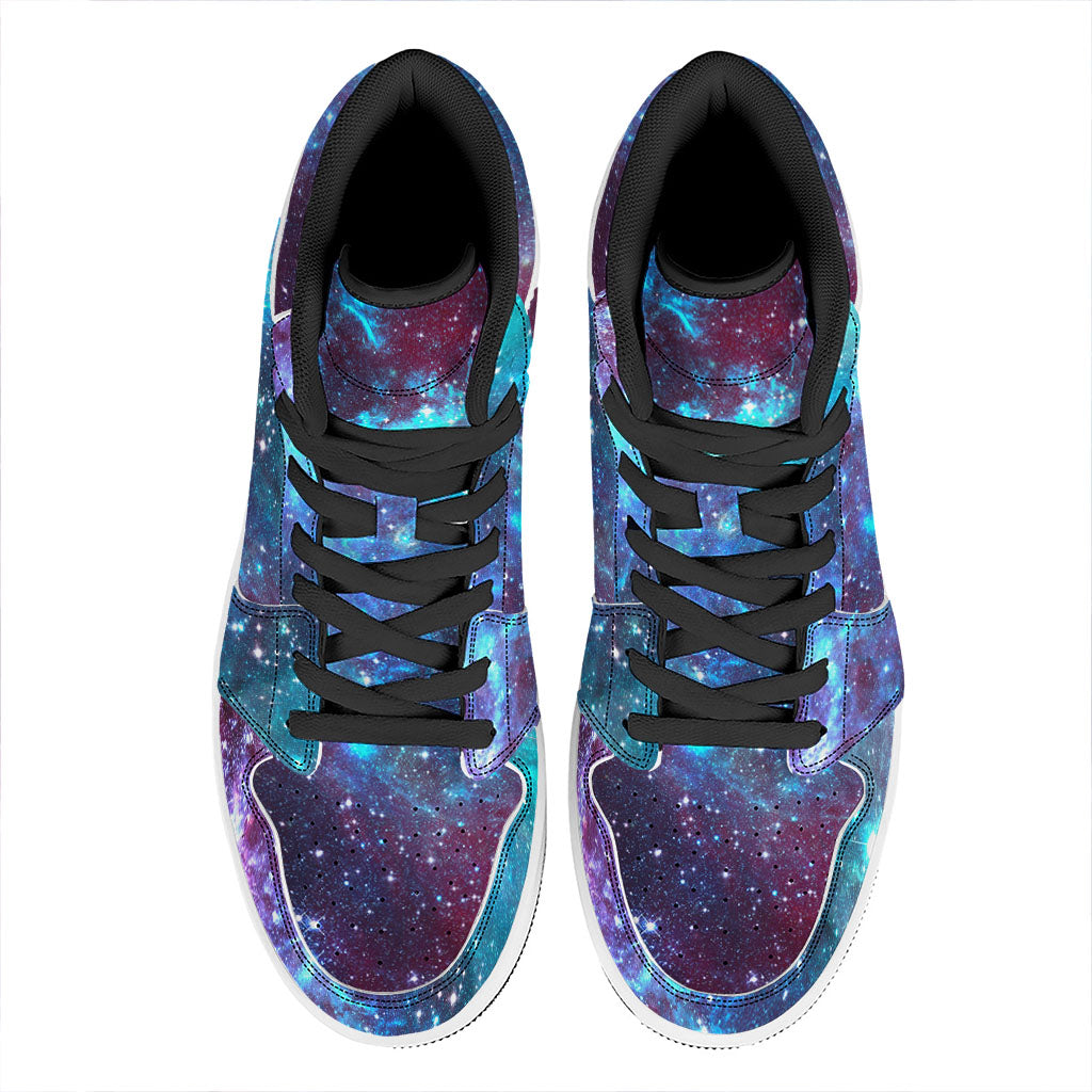Starfield Nebula Galaxy Space Print High Top Leather Sneakers