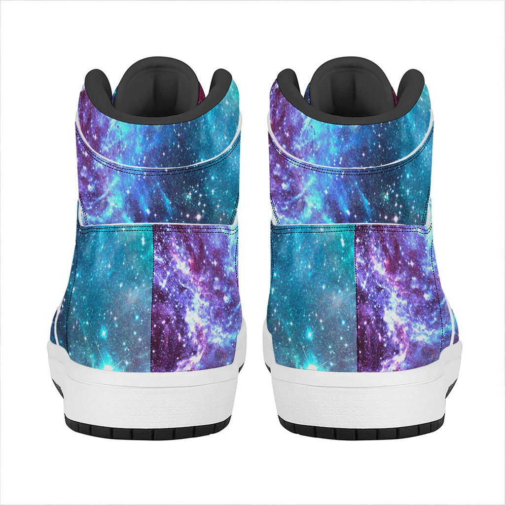 Starfield Nebula Galaxy Space Print High Top Leather Sneakers