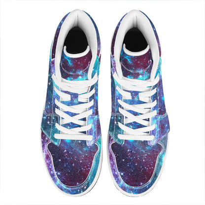 Starfield Nebula Galaxy Space Print High Top Leather Sneakers