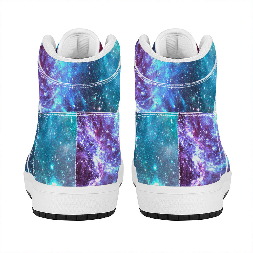 Starfield Nebula Galaxy Space Print High Top Leather Sneakers