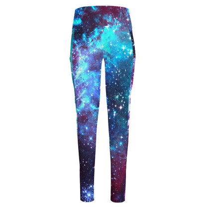 Starfield Nebula Galaxy Space Print High-Waisted Pocket Leggings